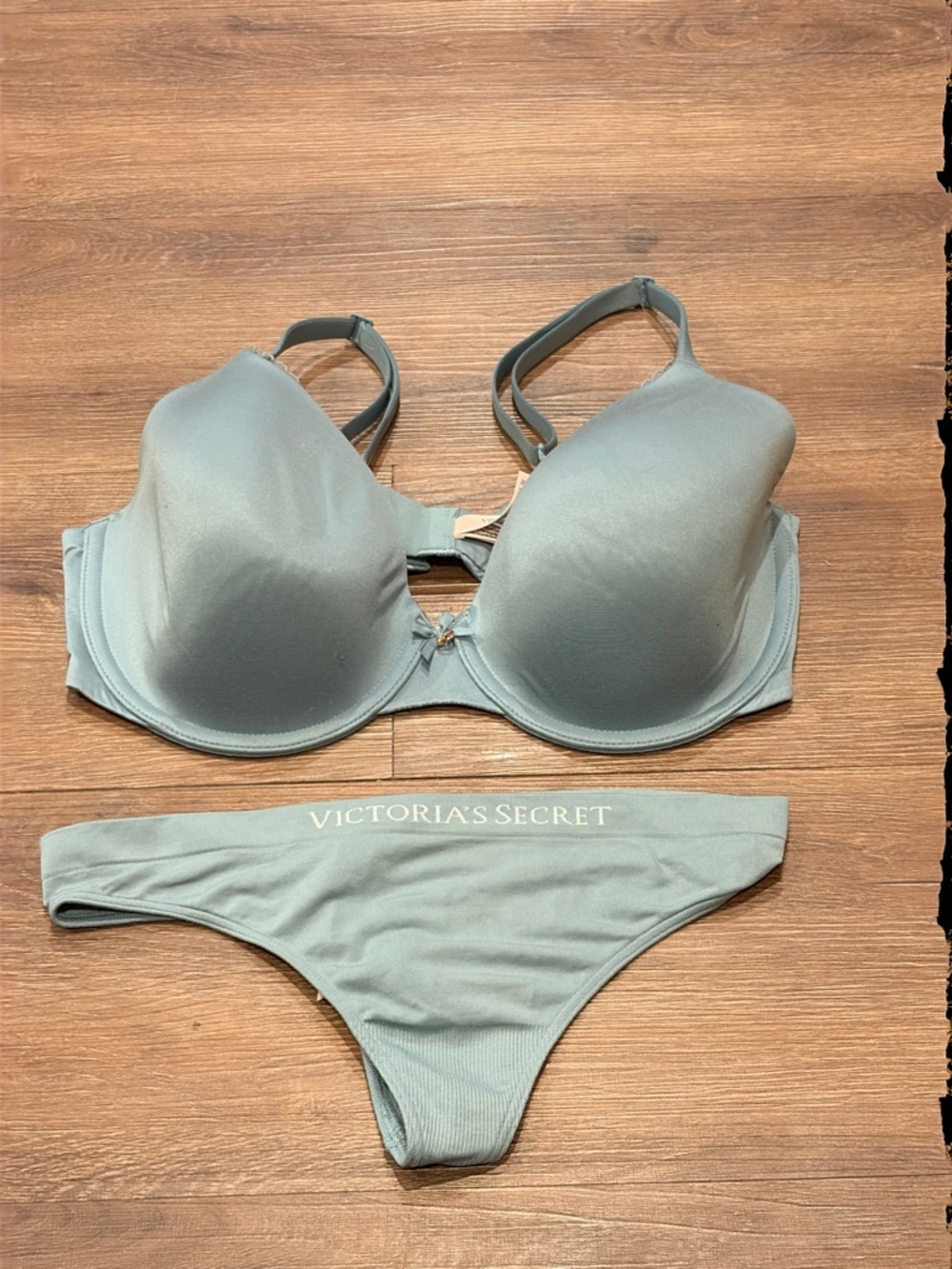 Victoria's Secret Light Sage T-Shirt Bra & Bikini Set